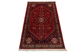 3x5 Red, Navy, Ivory Color Hand Knotted Abadeh Wool Traditional Oriental Rug